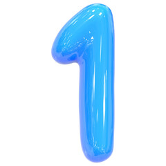 Balloon Number 1 Blue Color 3D Render