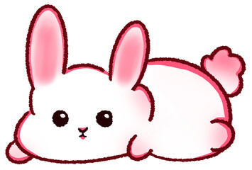 White rabbit clipart is going to sleep.