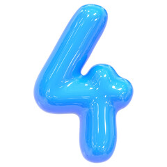 Obraz premium Balloon Number 4 Blue Color 3D Render