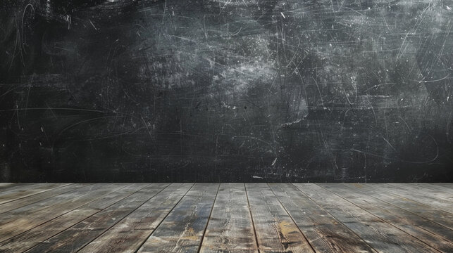 room with floor and wall of black board