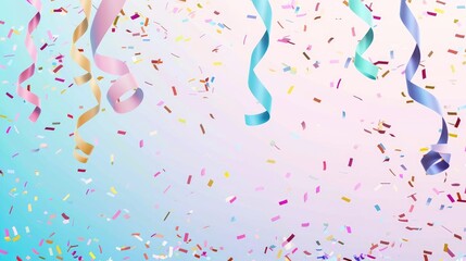 Birthday confetti flat design front view event theme animation colored pastel