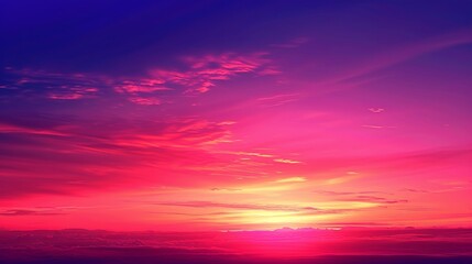 Clear sky background at sunset with vibrant purple and red shades