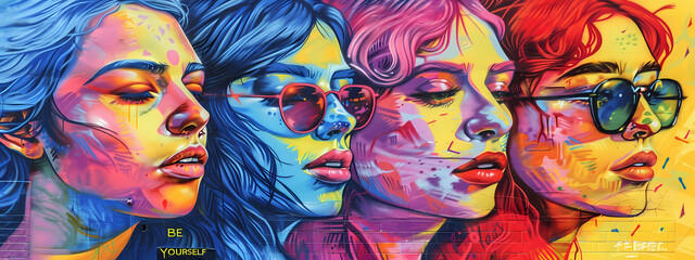 Fototapeta premium Vibrant LGBT Illustrations, Colorful LGBTQ+ Art, Inclusive LGBT Graphics, Pride-themed LGBT Artwork, Creative LGBT Designs