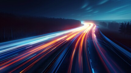 Night Highway with Blurry Lights