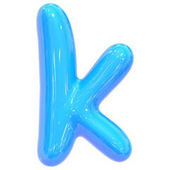 Balloon Font k Blue Color 3D Render