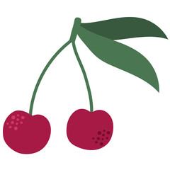 Abstract cherry illustration in cartoon style in PNG