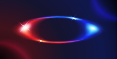Red and Blue Neon Oval Frame Halo Background. Vector clip art for your night party design.