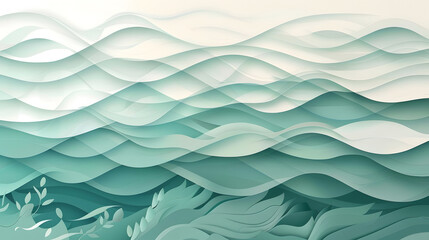 green abstract wave layers
