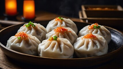 chinese dim sum . steamed pork buns