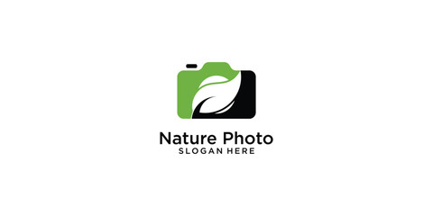 Creative nature photography logo design with unique concept , premium vector
