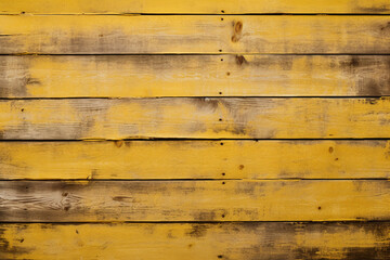 Fototapeta premium Rustic Yellow Wooden Planks With Weathered Texture And Visible Grain Patterns For Vintage Designs. Generative AI