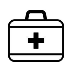 First aid box icon, medical briefcase line icon.