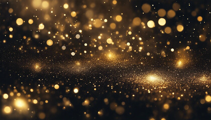 Obraz premium Defocused glitter lights background in dark gold
