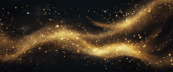 Defocused glitter lights background in dark gold