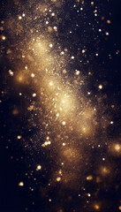 Fototapeta premium Defocused glitter lights background in dark gold