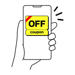 スマホの電子クーポン　デジタルクーポン　線画