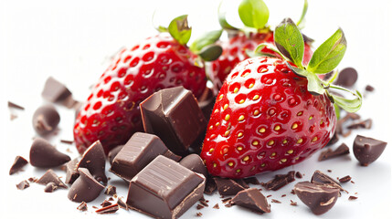 Delicious strawberries with chocolate on white background