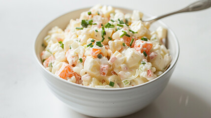 Russian salad with cream and vegetables