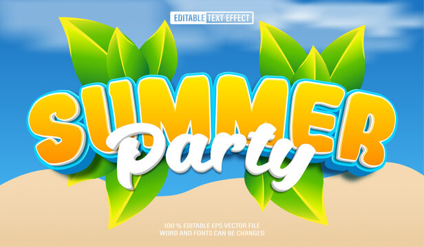 Editable 3d text style effect - Summer Party text effect Template