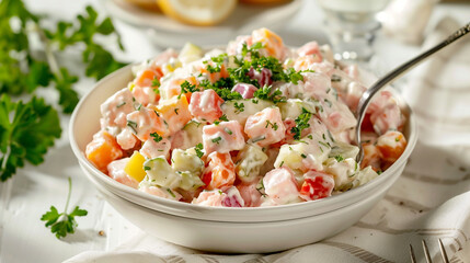 Russian salad photography