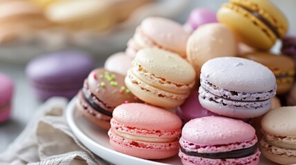 Obraz premium Sweet Delights: Brightly Colored Assortment of Macarons on a Plate