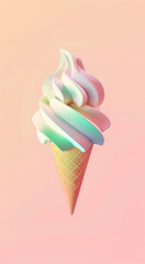 Minimalistic wallpaper background with milky multicolored ice cream in pastel color palette.