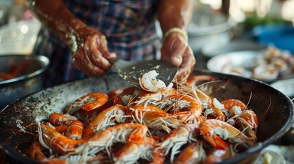 Preparing Freshly Caught Seafood Delicacies for Cooking
