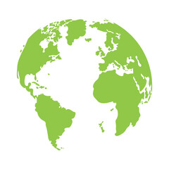 Obraz premium Green world map, vector illustration, alone, isolated on white. Science, travel, environment, ecology.