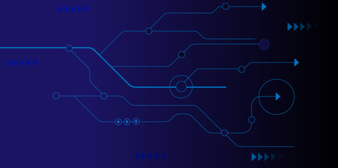 Vectors High-tech connection system on a blue background. Technology digital circuit board background. Technology black circuit diagram.