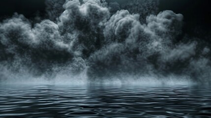 Fototapeta premium A cloudy sky over black water