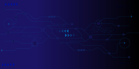 Vector technology circuit board design on dark blue color background. Abstract technology background, Abstract futuristic circuit board Illustration.