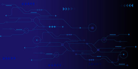Vector technology circuit board design on dark blue color background. Abstract technology background, Abstract futuristic circuit board Illustration.