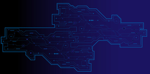 Vector technology circuit board design on dark blue color background. Abstract technology background, Abstract futuristic circuit board Illustration.