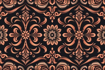 Ornamental Pattern in Peach and Black