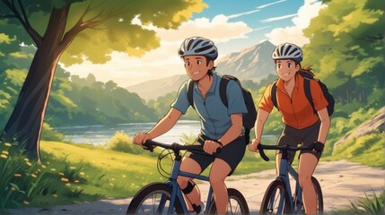 Obraz premium person riding a bike