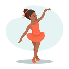 Little ballerina girl in pointe shoes dances. Illustration, vector