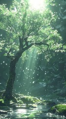 Enchanting Wild Flowers in Sunlit Forest. Floral Background