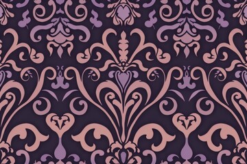 Ornate Damask Pattern in Pink and Purple