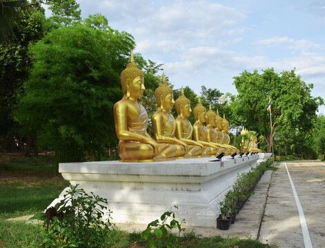 The Buddha statue was created by a devotee for a Buddhist temple, Khemmarat, Ubon Ratchathani, Thailand