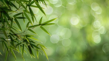 bamboo leaves with a seamless green background