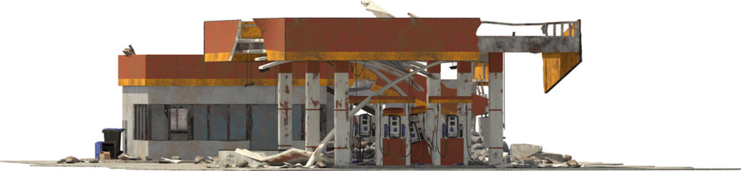 gas station bombed destroyed damaged war