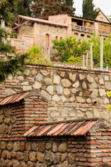 view of the monastery buildings in Sighnaghi, Georgia. traditional architecture. Spring, sunny weather