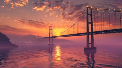 Bridge Over the Water at Sunset