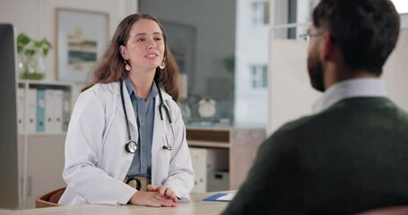 Doctor, woman and handshake with patient in office for healthcare consultation, checkup and advice. Medical worker shaking hands with client for introduction, greeting and talking of test or services
