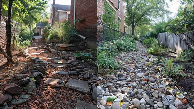 Before and after the plot turns into a rock arrangement in the garden.