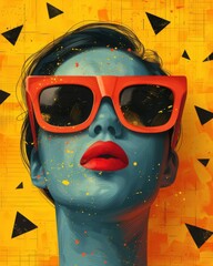 A whimsical Barang in sunglasses, colorful mid-century vector design with School blue, recess green, playful pink, and snacktime orange hues.