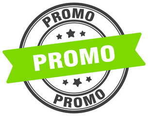 promo stamp. promo label on transparent background. round sign