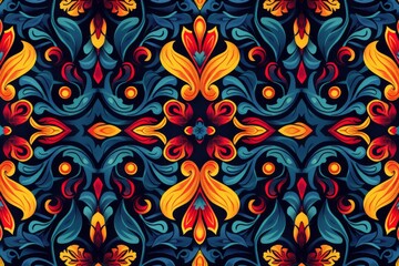 Intricate Floral Pattern in Vibrant Hues