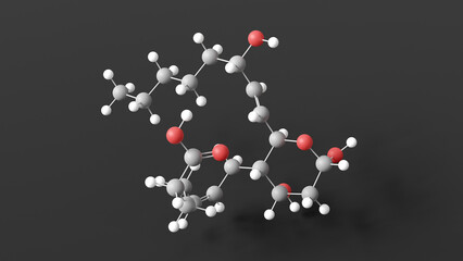 thromboxane b2 molecule 3d, molecular structure, ball and stick model, structural chemical formula inactive metabolite