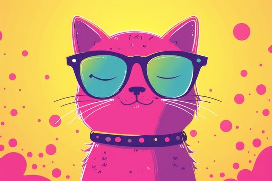 A stylish Kapre in sunglasses with vibrant colors in an American mid-century flat design, resembling a fun and abstract Disco scene.